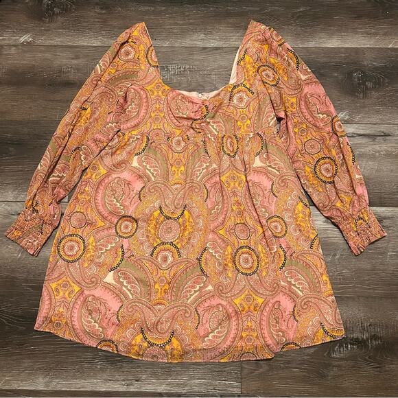 BCBGeneration Pink Paisley Sweetheart Long Sleeve Dress, Size 10, Mini - Picture 3 of 10